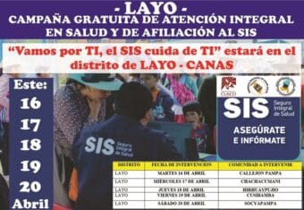COMUNICADO IMPORTANTE| EQUIPOS DE SALUD SE TRASLADARAN A LAS COMUNIDADES DEL DISTRITO LAYO