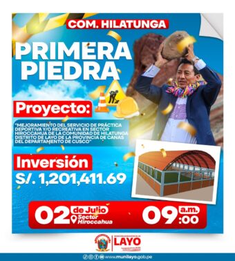 𝗣𝗥𝗜𝗠𝗘𝗥𝗔 𝗣𝗜𝗘𝗗𝗥𝗔 𝗣𝗔𝗥𝗔 𝗟𝗔 𝗖𝗔𝗡𝗖𝗛𝗔 𝗗𝗘 𝗚𝗥𝗔𝗦𝗦 𝗦𝗜𝗡𝗧É𝗧𝗜𝗖𝗔 𝗘𝗡 𝗟𝗔 𝗖𝗢𝗠𝗨𝗡𝗜𝗗𝗔𝗗 𝗗𝗘 𝗛𝗜𝗟𝗔𝗧𝗨𝗡𝗚𝗔