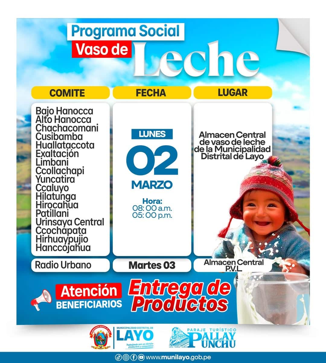 𝗖𝗥𝗢𝗡𝗢𝗚𝗥𝗔𝗠𝗔 𝗗𝗘 𝗗𝗜𝗦𝗧𝗥𝗜𝗕𝗨𝗖𝗜Ó𝗡 𝗗𝗘 𝗣𝗥𝗢𝗗𝗨𝗖𝗧𝗢𝗦 𝗗𝗘𝗟 𝗣𝗥𝗢𝗚𝗥𝗔𝗠𝗔 𝗩𝗔𝗦𝗢 𝗗𝗘 𝗟𝗘𝗖𝗛𝗘 𝗗𝗘 𝗟𝗔 𝗠𝗨𝗡𝗜𝗖𝗜𝗣