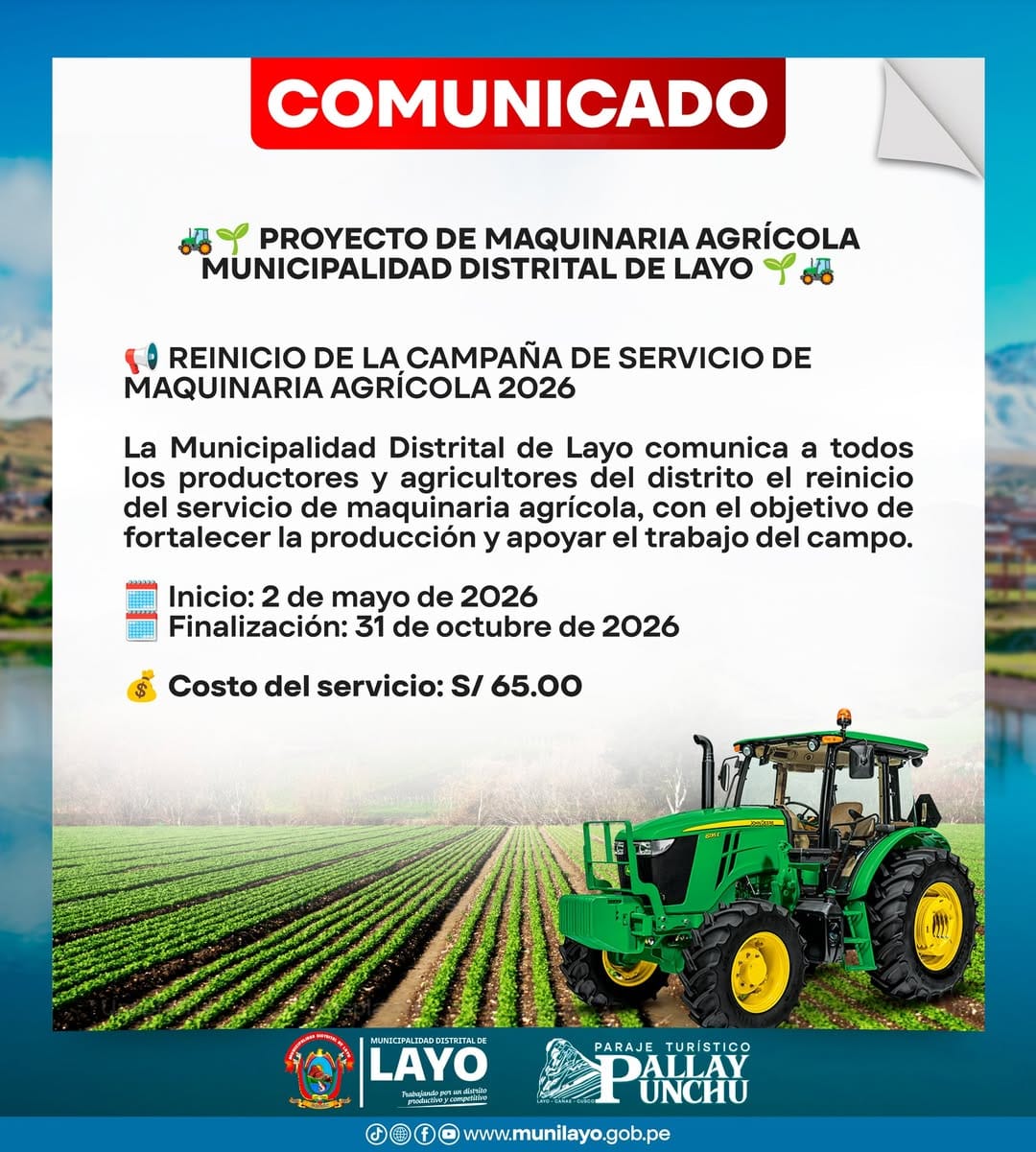 𝗥𝗘𝗜𝗡𝗜𝗖𝗜𝗢 𝗗𝗘 𝗟𝗔 𝗖𝗔𝗠𝗣𝗔Ñ𝗔 𝗗𝗘 𝗦𝗘𝗥𝗩𝗜𝗖𝗜𝗢 𝗗𝗘 𝗠𝗔𝗤𝗨𝗜𝗡𝗔𝗥𝗜𝗔 𝗔𝗚𝗥Í𝗖𝗢𝗟𝗔 𝟮𝟬𝟮𝟲